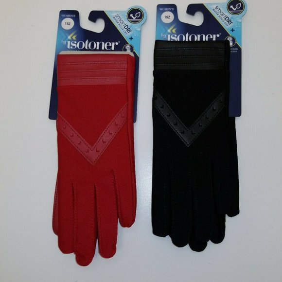 isotoner Other Isotoner Womens Spandex Gloves With Leather Palm
